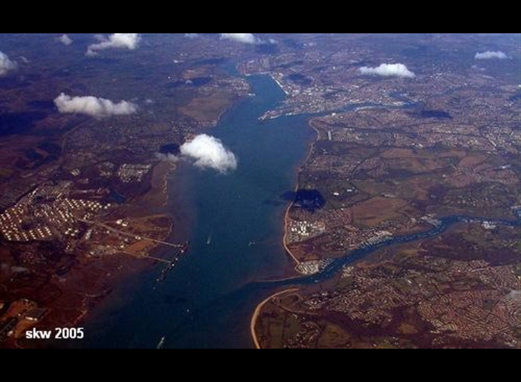 5.Southampton Water looking North, Hamble on the right, Southampton in far distance