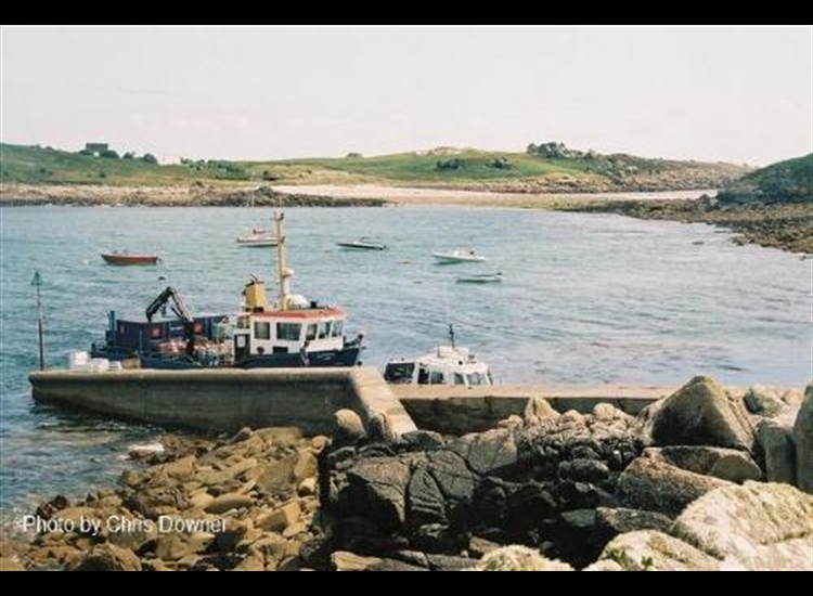 Porth Conger looking from the NW. The Cove is over the sand bar in the distance