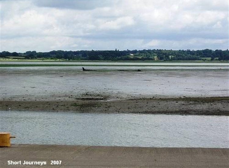 Wreck of Barge off Mistley Quay...note mudbank in the approach, deep water at quay