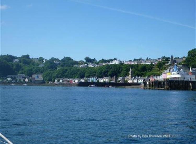 Tobermory with the CalMac pier to starboard