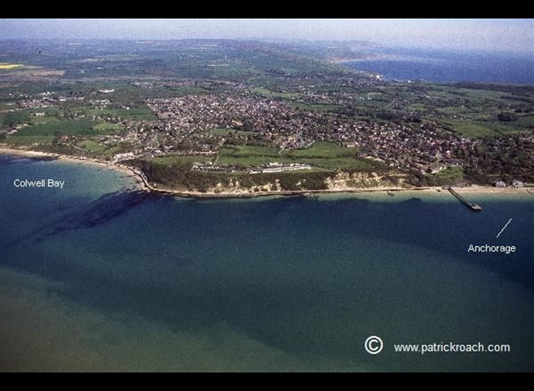 Totland Bay  & Colwell bay looking ESE, Back of the Wight in view