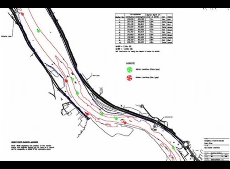 Buoyage on Newry River between Warrenppoint and Victoria Lock.