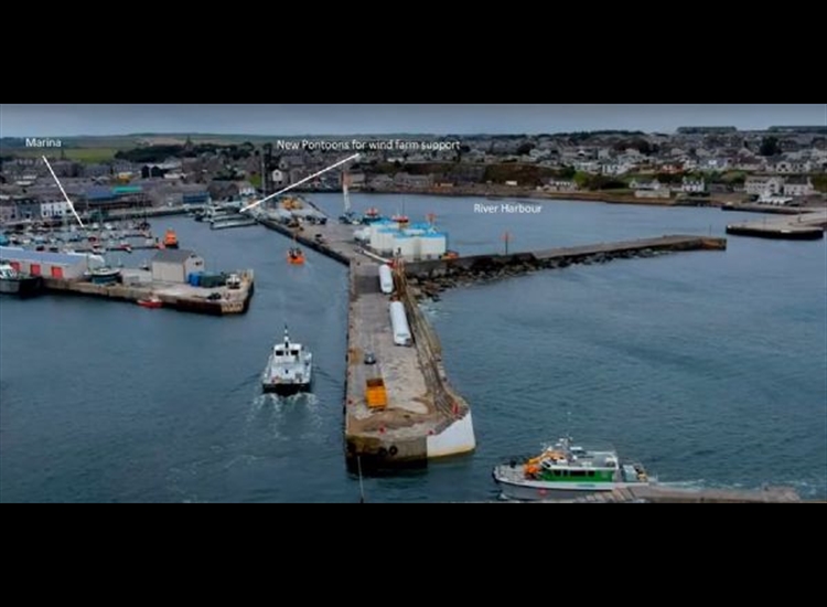 Wick looking WNW along the Commercial pier into the Marina.